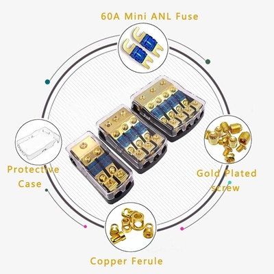 50A CSA 定数 2 3 4 方向のシューズホルダー カーオーディオアンプ用の銅配送ブロック