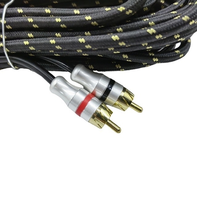5.5mm 外径 PVC ジャケットカーオーディオ RCAケーブル 2M-2M 高性能