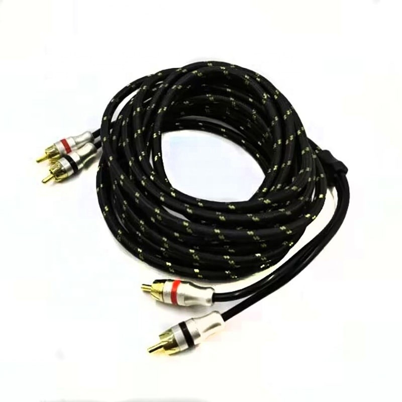 5.5mm 外径 PVC ジャケットカーオーディオ RCAケーブル 2M-2M 高性能